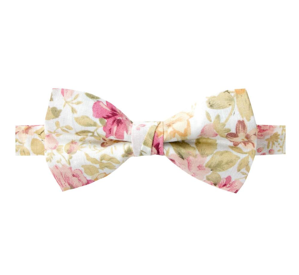 6853 Cotton Floral Print Bow Tie, 25-Peach